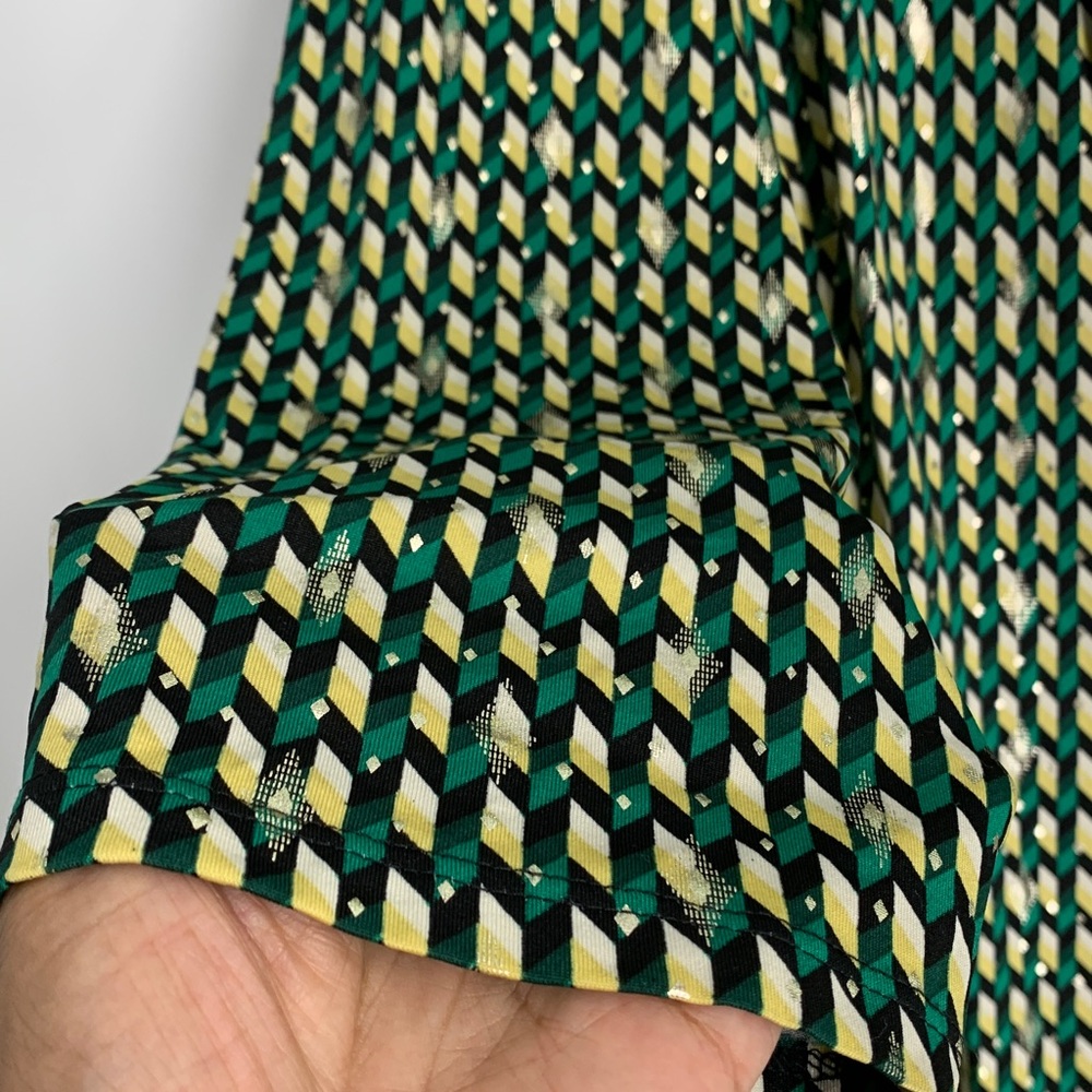 Sz 20W iconic Green and Cream Patterned Wrap Dress used - Picture 5 of 15